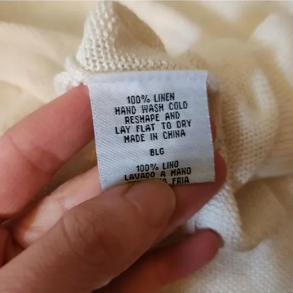 Eileen Fisher Ivory Linen Knit Sweater Scoop Large - Picture 9 of 9